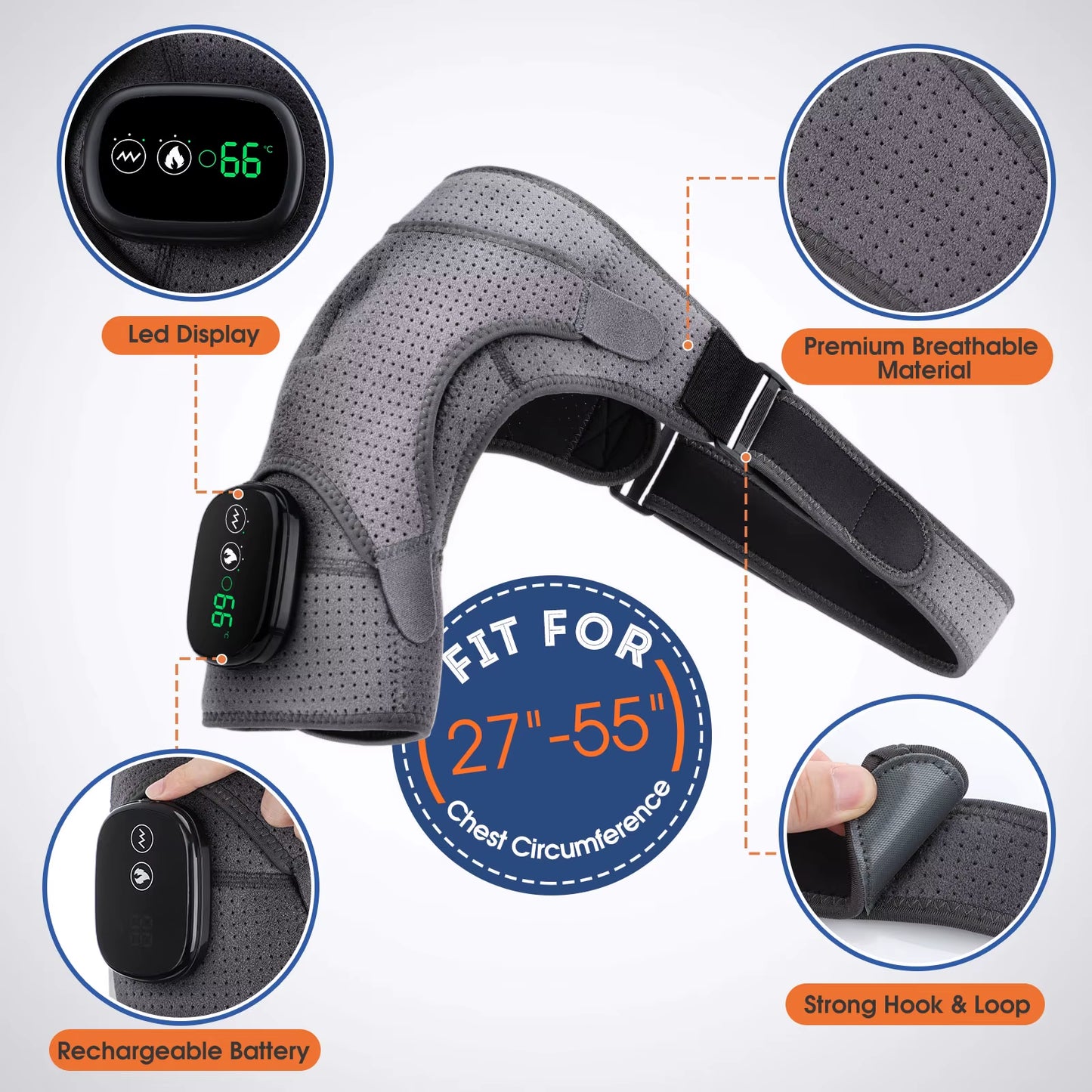 Electric Shoulder /Knee Massager Heating Pad Vibration Massage Support Belt Shoulder /Knee Thermal Brace