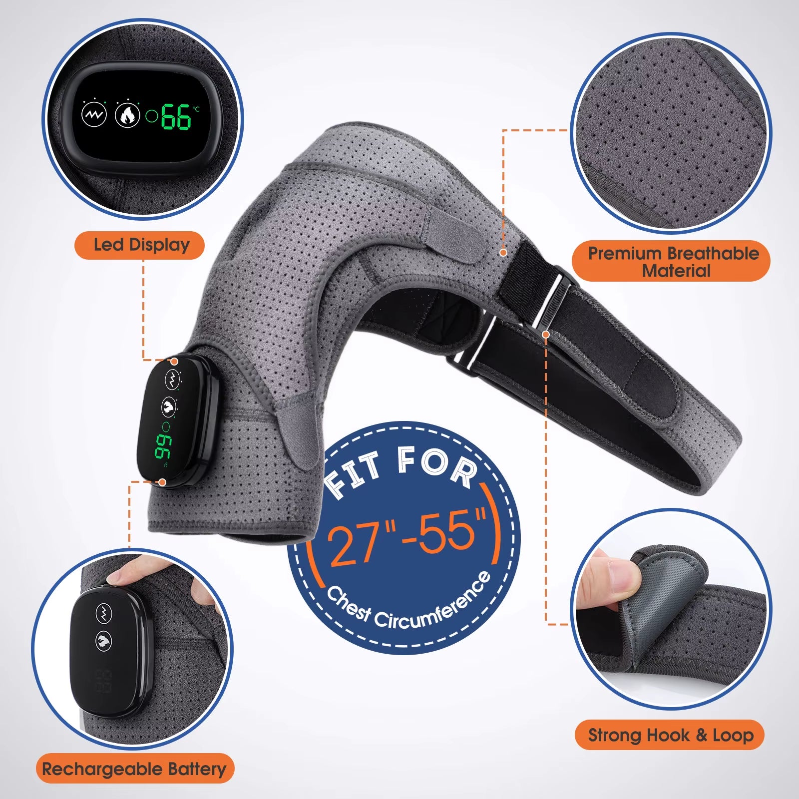 Electric Shoulder /Knee Massager Heating Pad Vibration Massage Support Belt Shoulder /Knee Thermal Brace