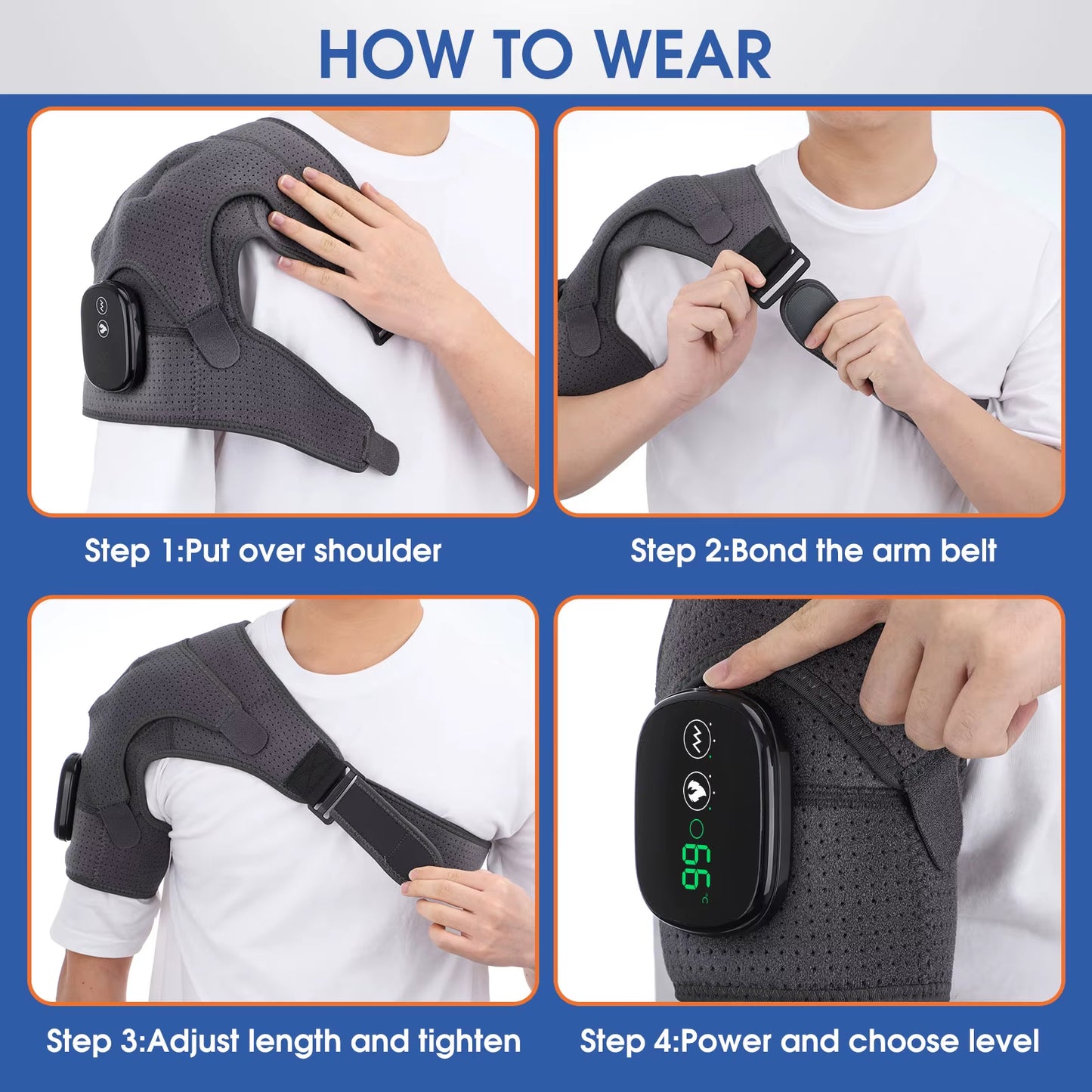 Electric Shoulder /Knee Massager Heating Pad Vibration Massage Support Belt Shoulder /Knee Thermal Brace