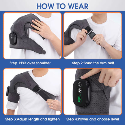 Electric Shoulder /Knee Massager Heating Pad Vibration Massage Support Belt Shoulder /Knee Thermal Brace